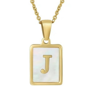 Collar Heshpaws Shell Initial Necklace Cadena Cable 18 In Dorado
