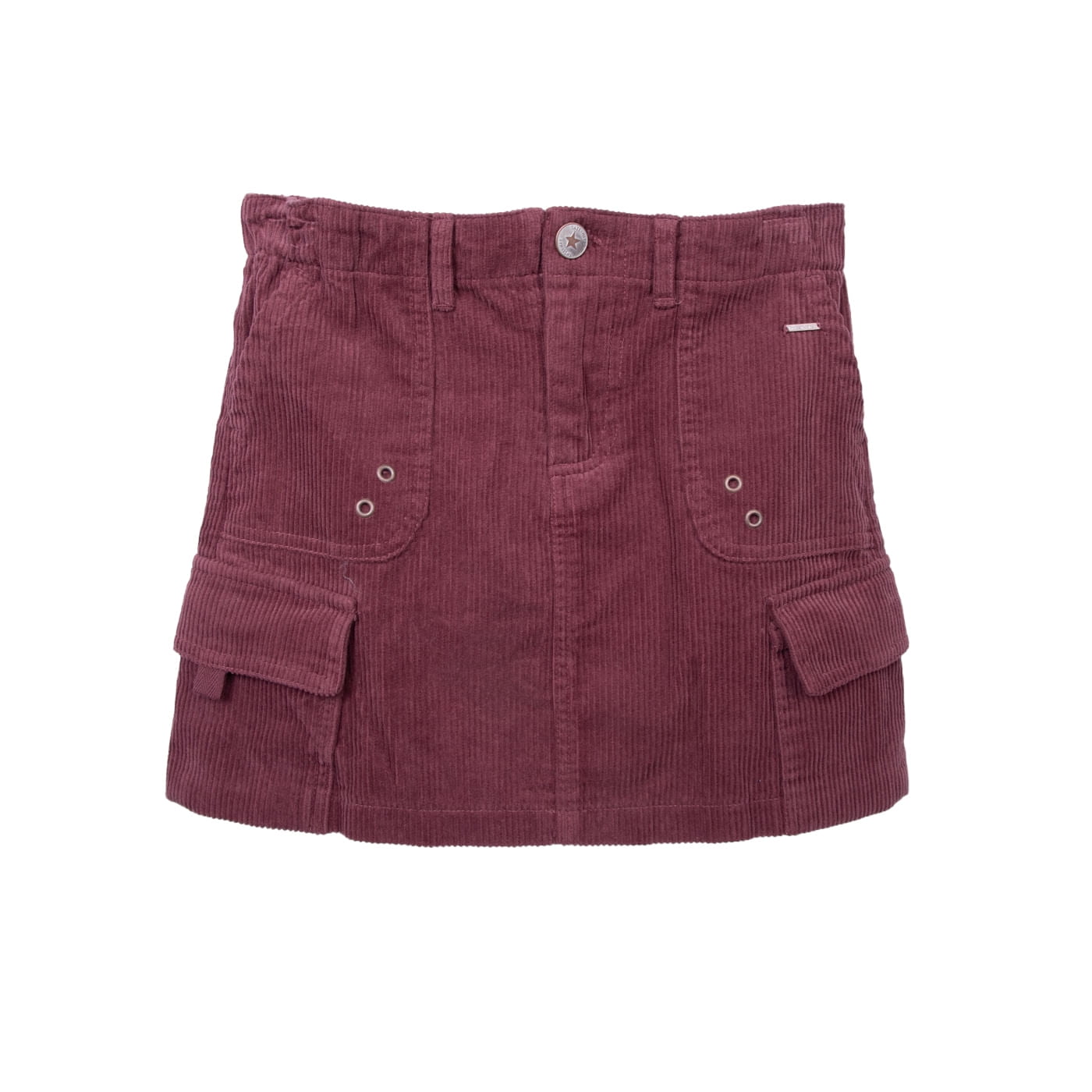 Pillin - Falda Niña Cotelé Bolsillos Cargo Burdeo