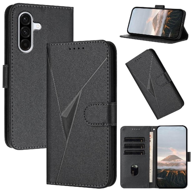 Funda Cartera Fibra de Carbono para Samsung Galaxy A36 con Soporte y Cierre Magnético Negro
