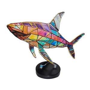 Magideal - Adorno De Animales Artesanal Colorido, Soporte De Arte De Metal Estético, Decoración Del Hogar, Obra De Arte De Animales Para Festivales, Sala De Esta Tiburón