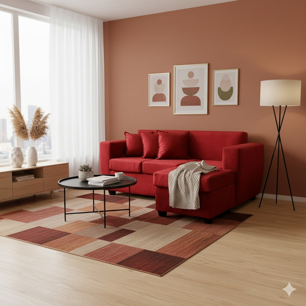 Deco Outlet - Seccional Kansas 3.1 Felpa Burdeo