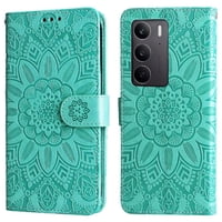 Funda Tipo Cartera Foxdock Para Oppo A5 4G/5G , Diseño Girasol En Relieve, Cuero Pu, Cierre Magnético, Soporte Y Tarjetero