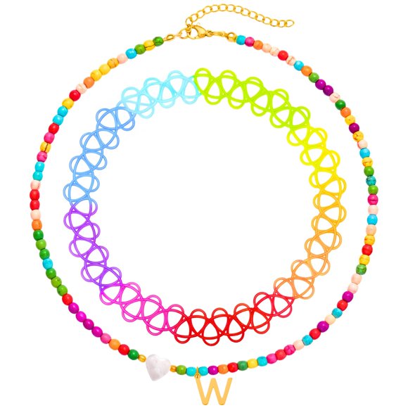 Collar Bodyj4you con colgante para niños con la inicial de la letra W, color dorado