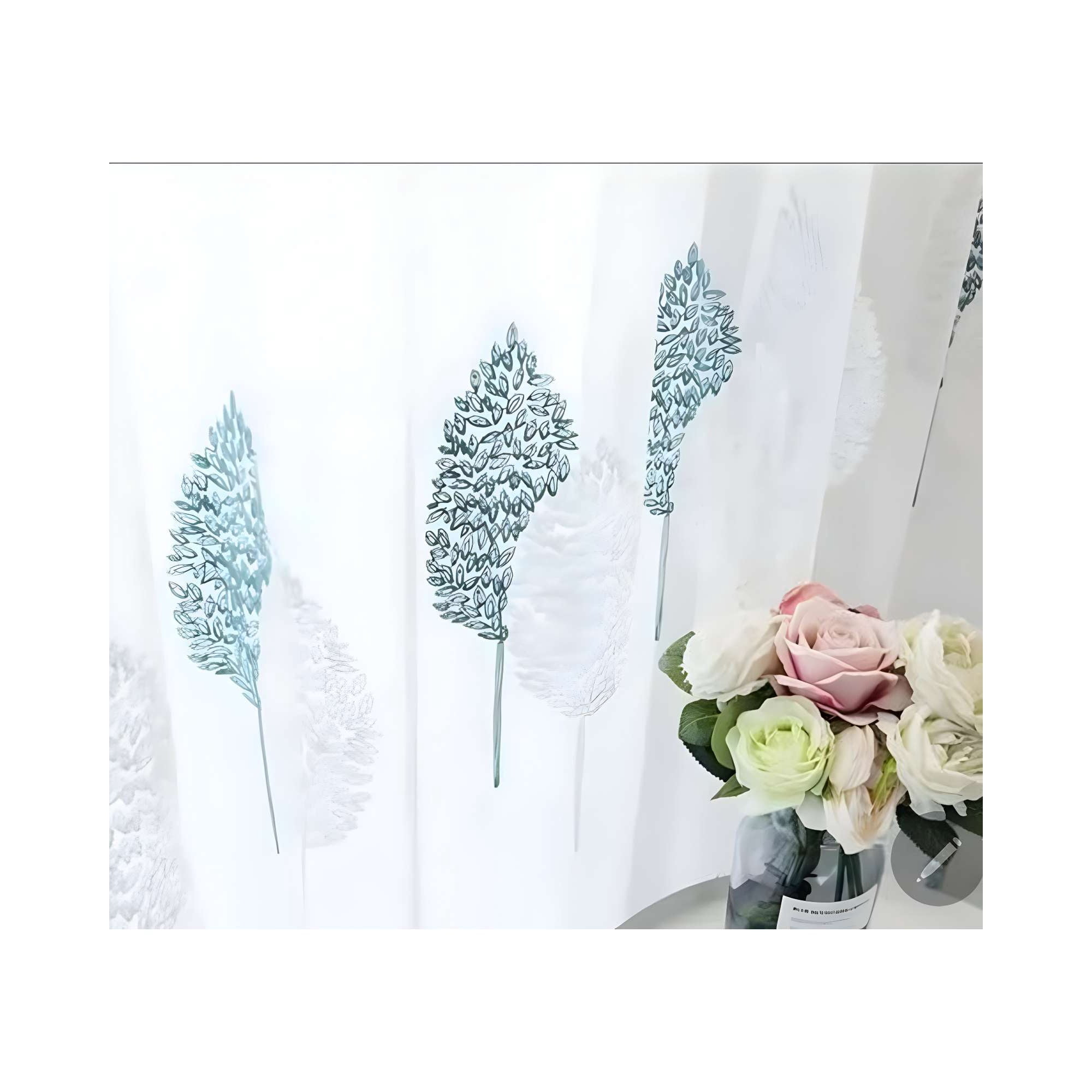 Genérico - Visillo Cortina Espigas Florales 140x230 Cm 2 Paños