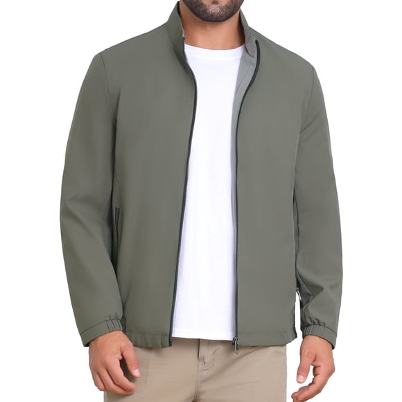 CHAQUETA DE NEGOCIOS CHIC INSPIRE para Hombres con Cuello Alto Forrado y Cremallera Completa Chaqueta Formal de Golf M Gris