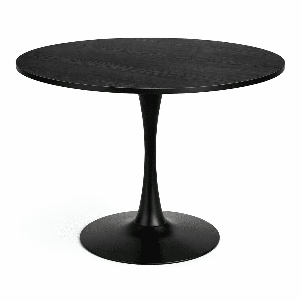 Oh! Mi Hogar ® - Mesa Tulip Redonda 100cm De Madera Negra Rústica