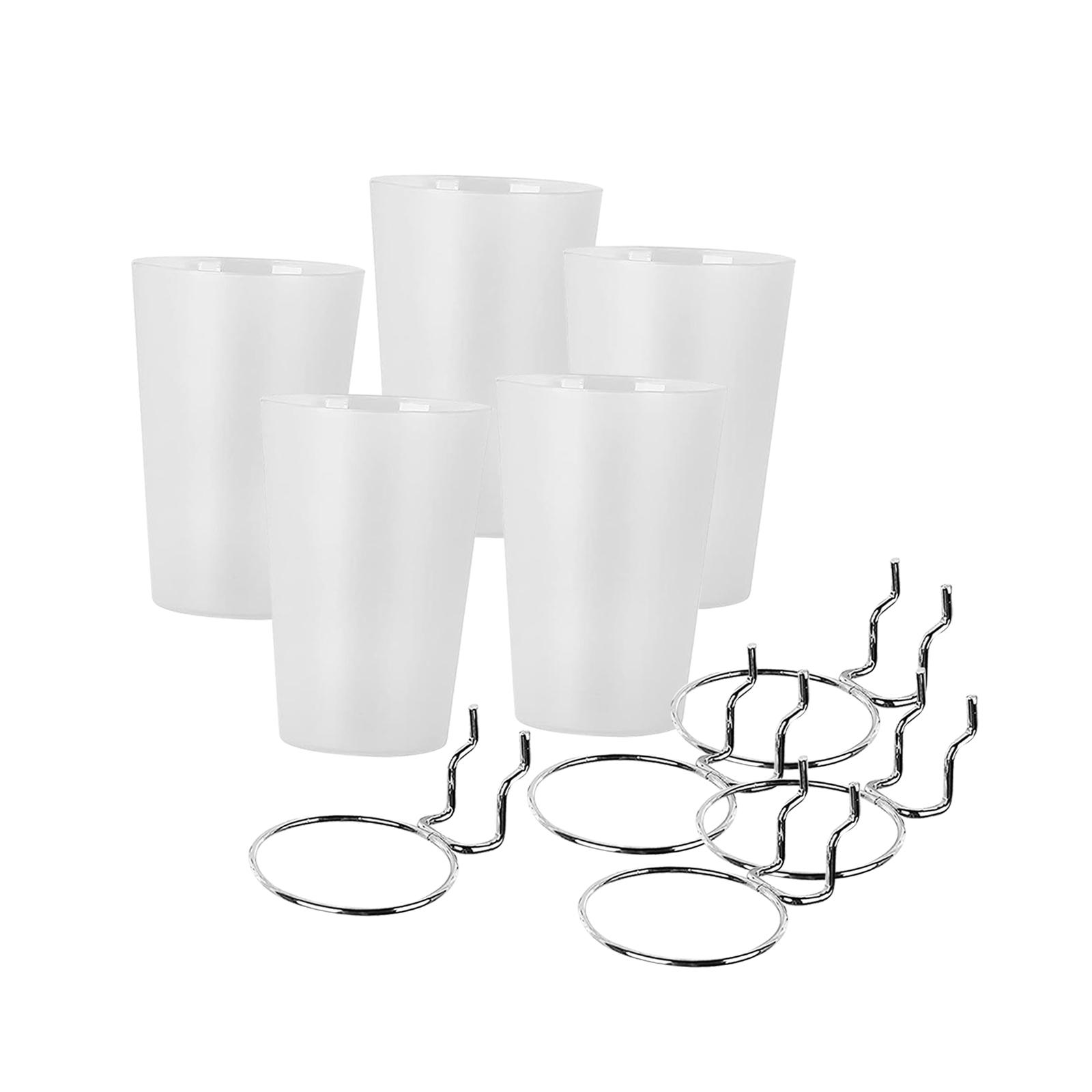 Ioensy - 5 Piezas Contenedores De Tablero Perforado Con Ganchos Vasos De Tablero Perforado De Fácil Instalación Con Anillos Transparentes