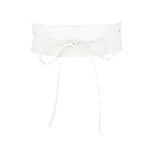 INSPIRE CHIC Cinturón Obi de Mujer de Cuero Sintético - Fajín de 223 cm de Largo para Vestidos y Abrigos Crema Talla Única