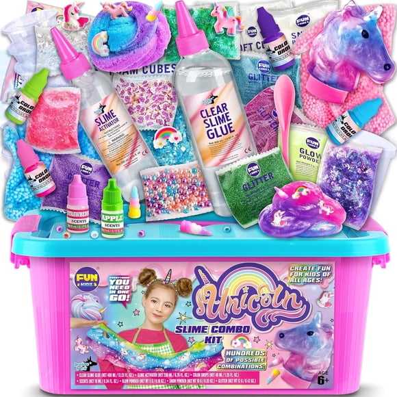 Kit Slime Unicornio Fun Kidz 600 ml Pegamento Claro