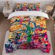 thumbnail image 1 of 3pcs Abstract Graffiti Art Themed Bedding Set (Duvet Cover And Pillowcase Set). Soft And Comfortable Suitable for All Seasons, 1 of 5