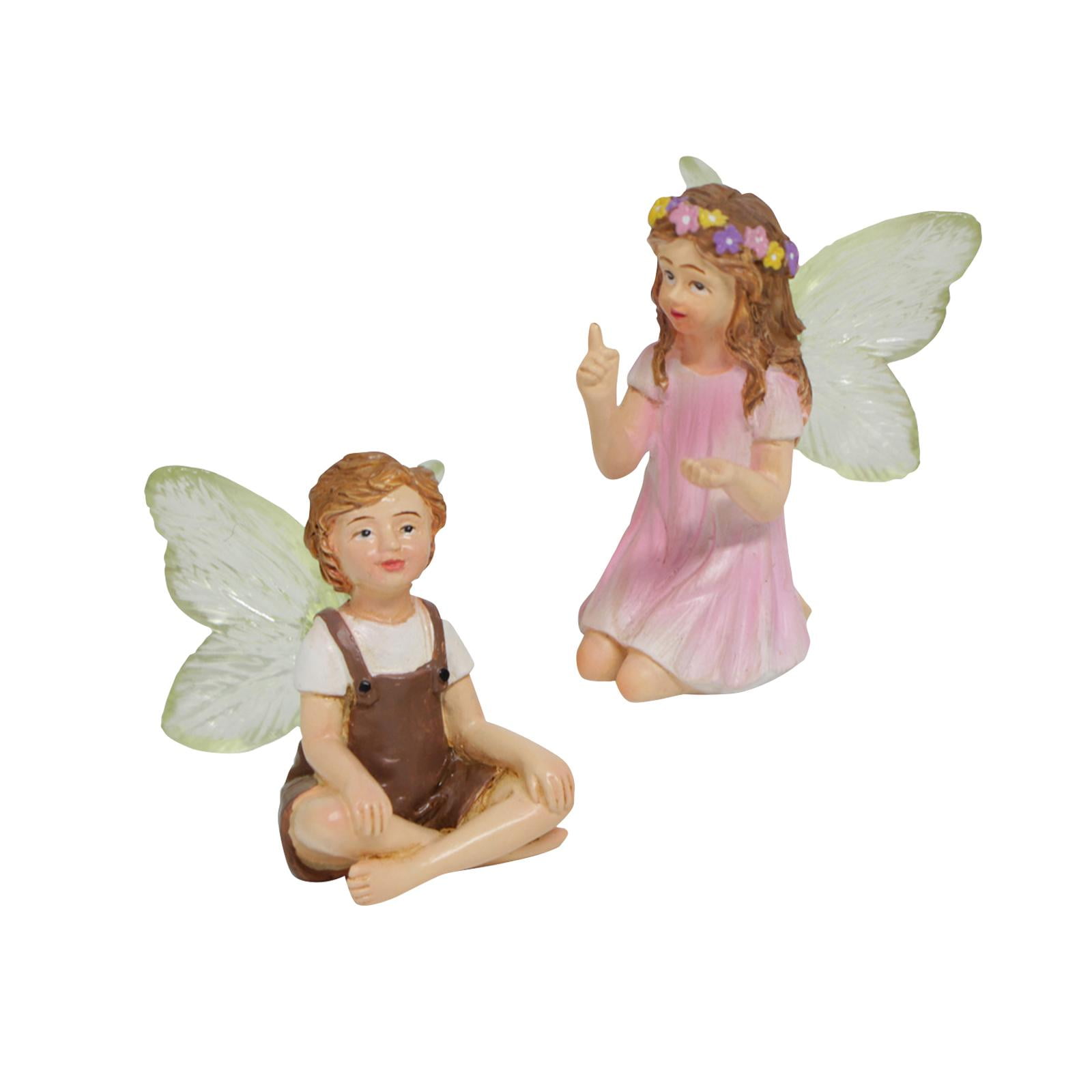 Ioensy - 2x Esculturas De Hadas De Flores, Adorno Para Maceta, Jardín Exterior, Regalos, Patio