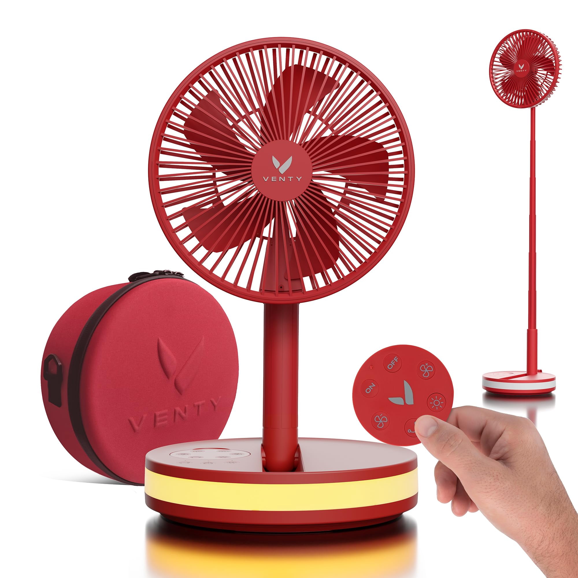 Ventilador Portátil Con Batería Inalámbrica Venty De 4 Velocidades Con Led Rojo