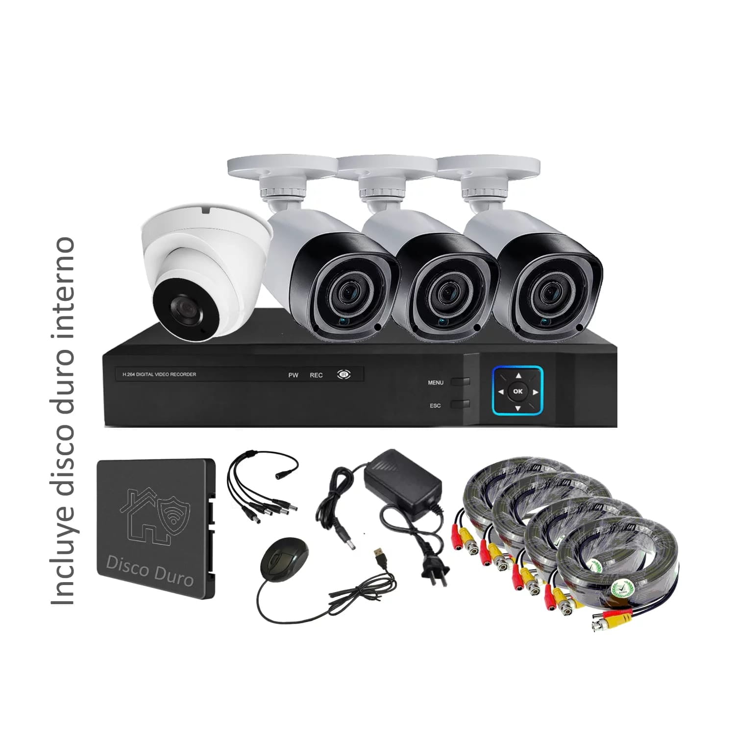 Vipa - Kit 4 Cámaras Seguridad Mixto Hd Con Disco Duro M47ldd