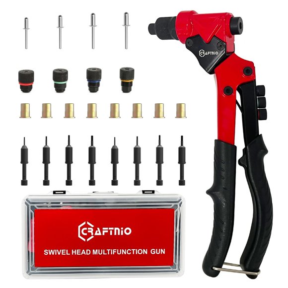 Herramienta para Tuercas Remachables CRAFTNIO 2 en 1 con Cabezal Giratorio 360°