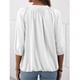 thumbnail image 4 of Blusa de mujer con cuello redondo, color puro, manga tres cuartos, holgada, fruncida, para primavera, verano y otoño, 4 of 6