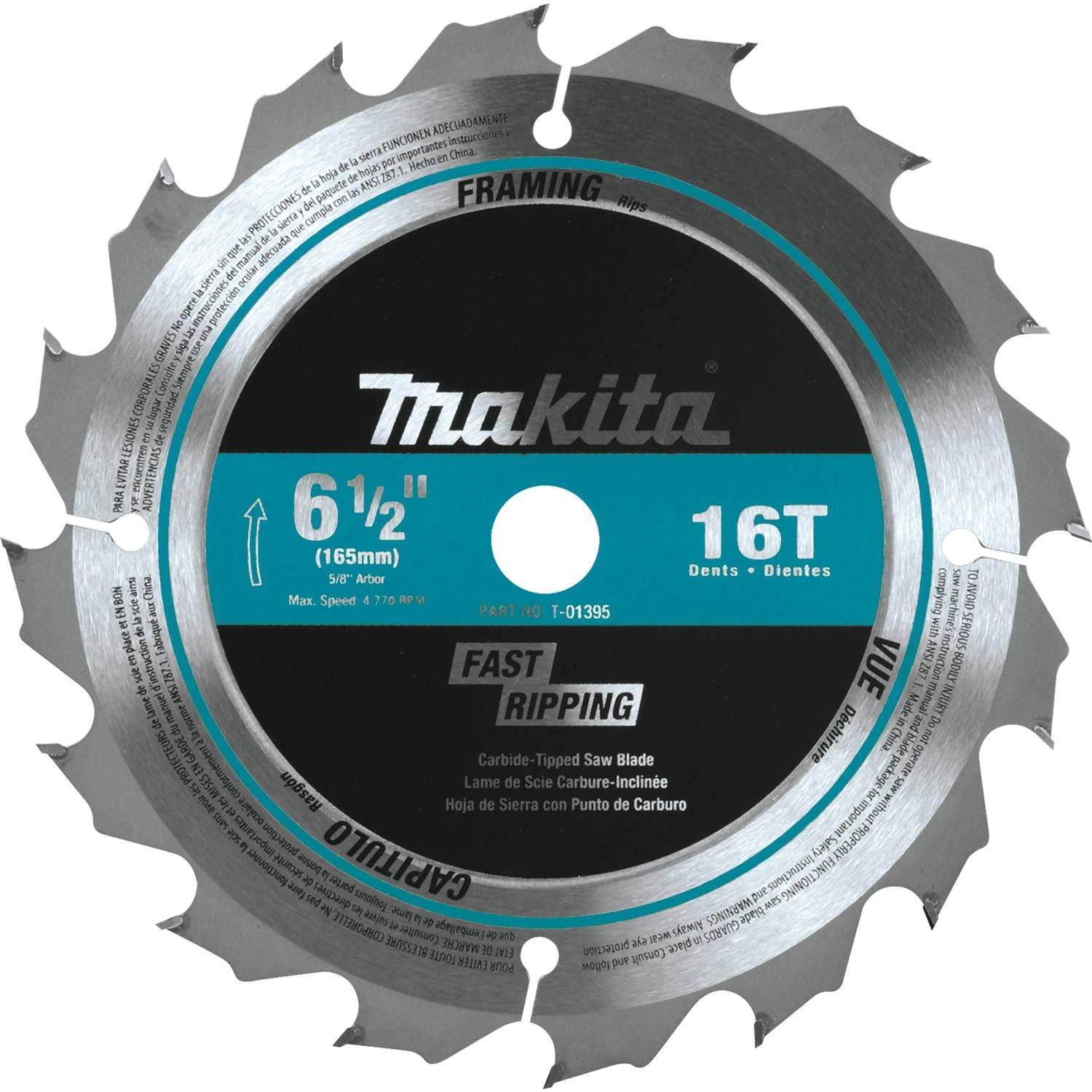 Hoja De Sierra Circular Makita T-01395 16t 6-1/2 Pulgadas