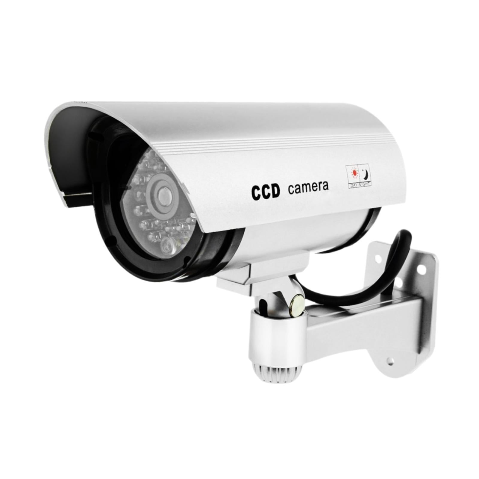 Bothyi - Cámara De Seguridad Simulada Con Luz Led Intermitente Vigilancia Simulada Impermeable Plata