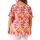thumbnail image 2 of Agnes Orinda Blusas de Verano Casuales de Talla Grande para Mujer con Estampado Floral, Cuello en V, Manga Corta con Volantes 3X Rosa, 2 of 8