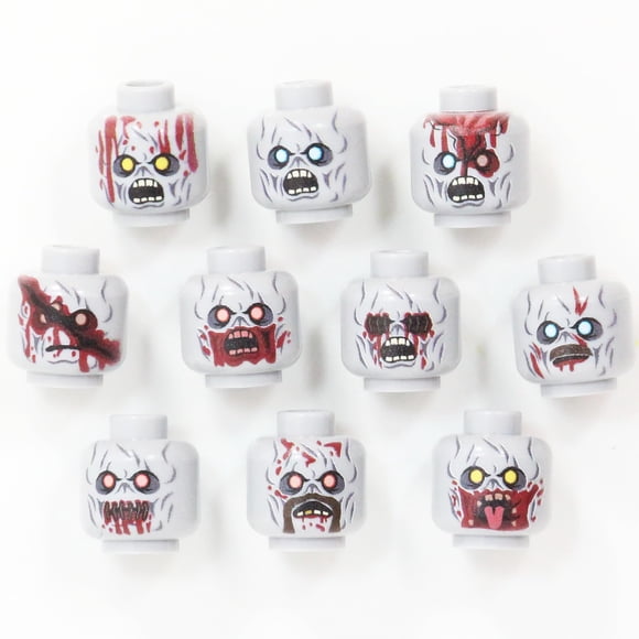 Paquete de cabezas de zombis de la Guerra Mundial para minifigs BrickTactical x10