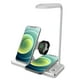 thumbnail image 3 of Cargador inalámbrico plegable multifunción de 15 W con luz nocturna LED y soporte para teléfono, compatible con Apple Watch/iPhone/AirPods, diseño portátil para uso doméstico y de oficina-Blanco, 3 of 10