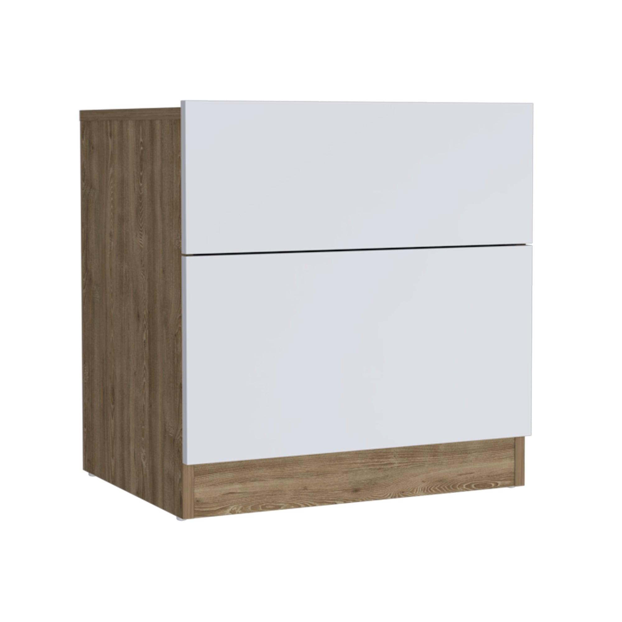 Fmfurniture - Velador 1 Cajon 1 Puerta Fm-023c - Café Claro / Blanco