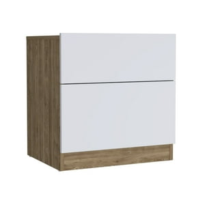 Fmfurniture - Velador 1 Cajon 1 Puerta Fm-023C - Café Claro / Blanco