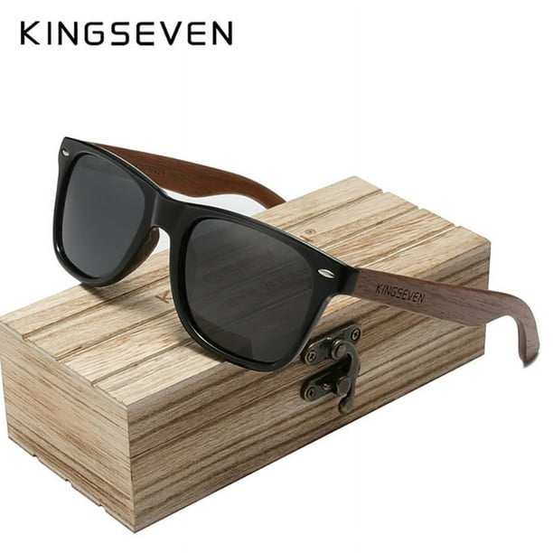 Handmade Wooden Sunglasses by KINGSEVEN - UV400 Protection, Polarized Lenses, Retro Design - Perfect for Men & Women!