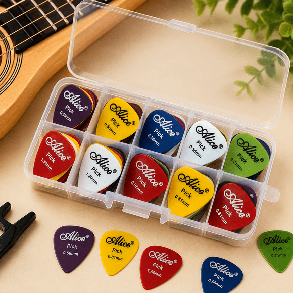 Set 50 Uñetas Guitarra Multicolor con Organizador Plástico