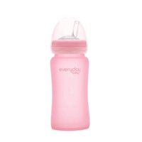 Everyday Baby - Mamadera De Vidrio Con Bombilla 240 Ml Rosado
