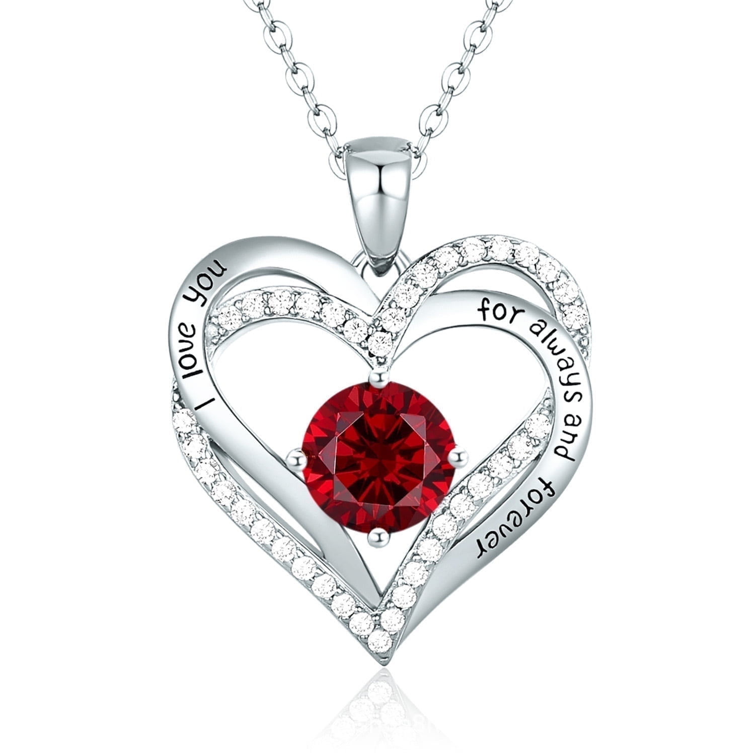 Collar Heshpaws Love Pendant Birthstone Zirconia Plata