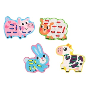 Magideal - Juguete De Para Enhebrar, Juguete Educativo Montessori, Forma De Animai, Construcción Temprana, Bloque De Tejido De Cordones De Aprendizaje Granja