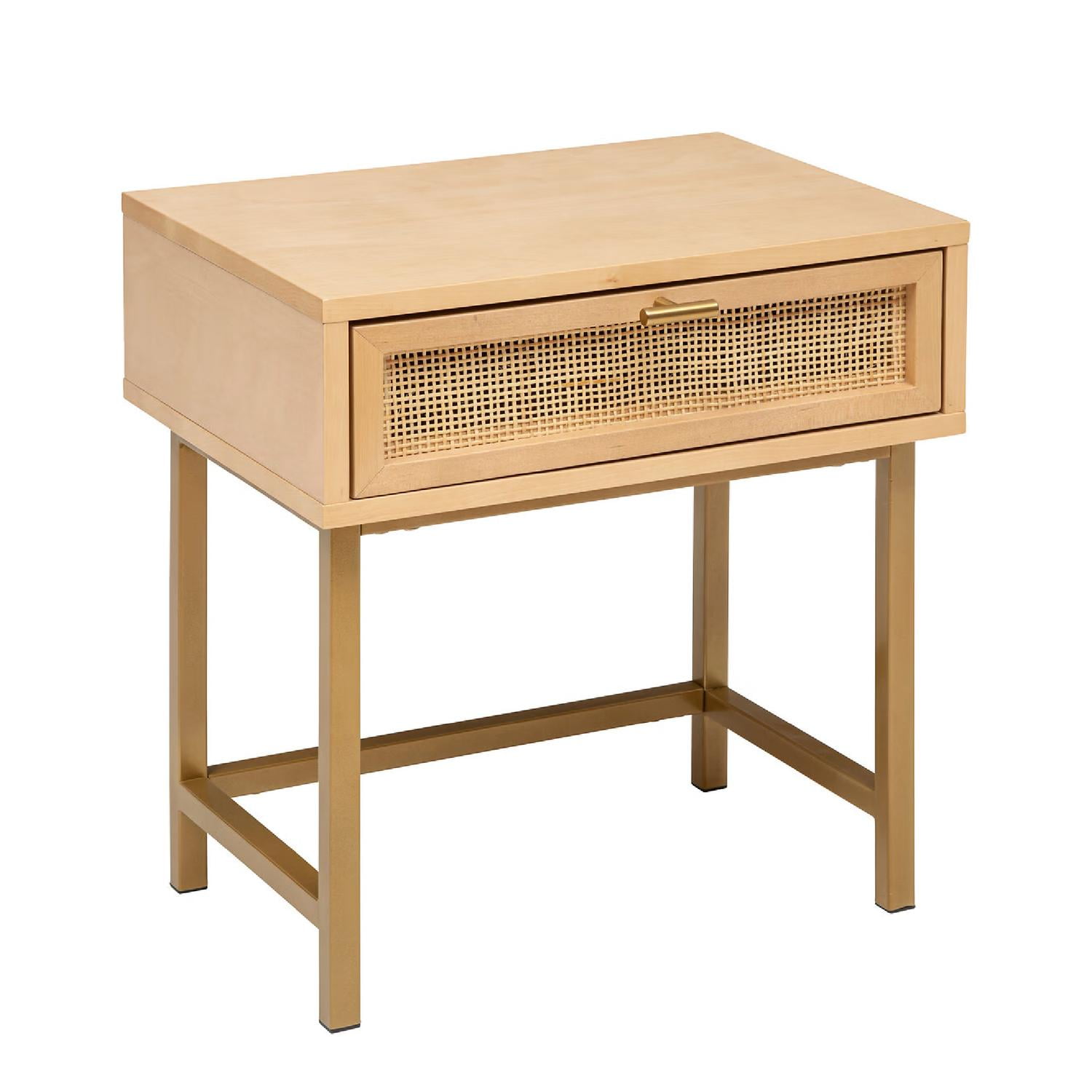 Velador Con Cajón Madera Ratán 45x35x55 Cm Atmosphera