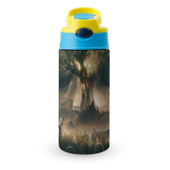 Elden Ring Botella de Agua con Tapa Pop Top de Un Toque, Acero Inoxidable, a Prueba de Fugas, para Deportes, Botella Infantil azul 12 oz