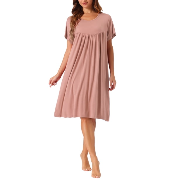 Camisón de manga corta suelta de algodón para mujer talla grande para un cómodo uso en casa XL Rosa
