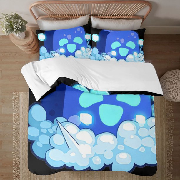 Blox Fruit Face on print Soft Bed Set Lightweight 3 Pieces Bedding Sets for All Season Comforter Set Easy Care