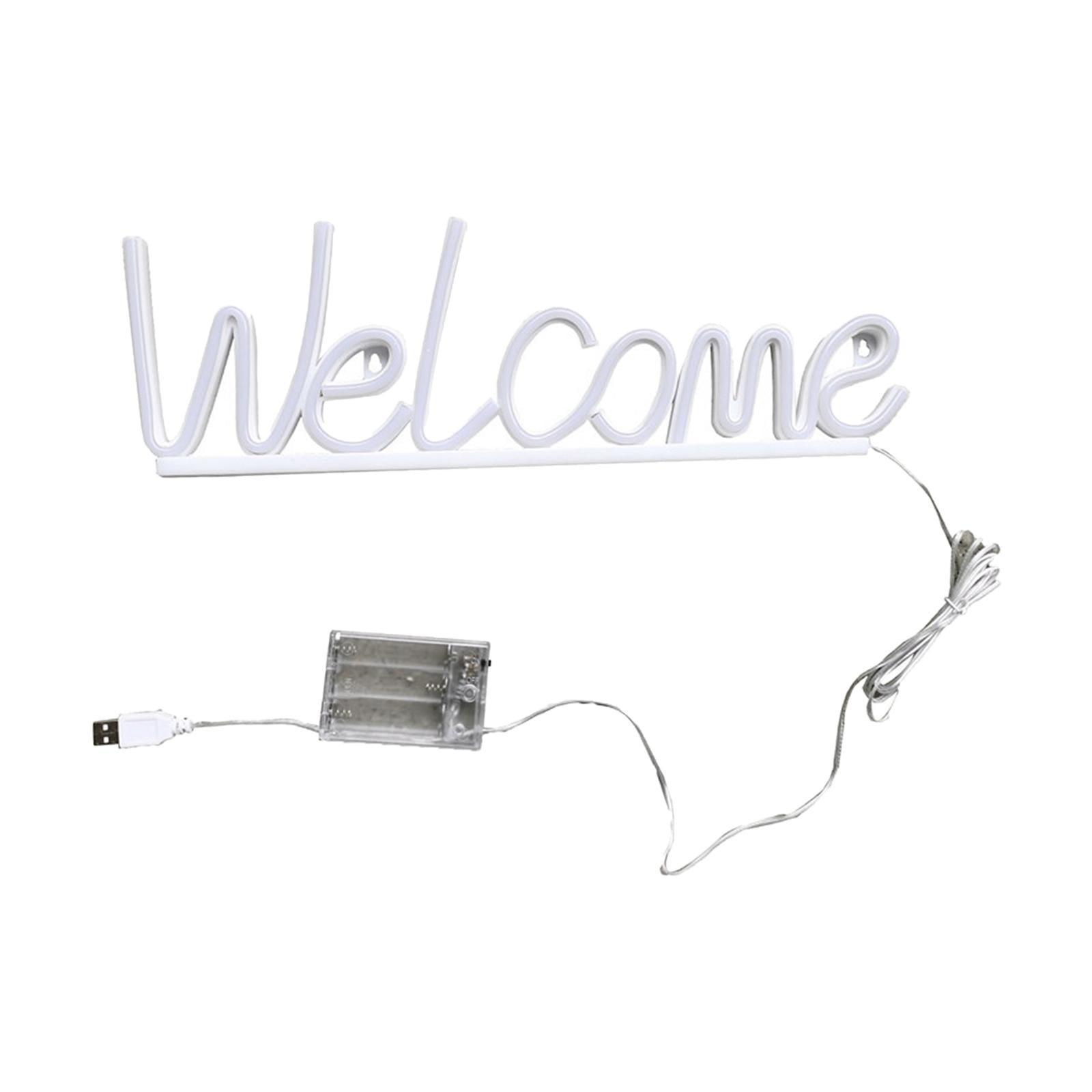 Magideal - Bienvenido Letreros De Neón Letreros Led Telón De Fondo Mesa Decorativa Decoración De Pared Lámpara De Iluminación Luz Nocturna Letrero De Luz De Neón , Blanco Cálido