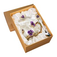 Magideal - Taza De Café De Cristal Esmaltada, Taza De Té, Taza De Agua, Navidad Con Tapa, Taza Para Beber, Para Cumpleaños, Aniversario, Mamá, Día De La Madre, Violeta