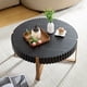 thumbnail image 3 of Modern Handcraft Drum Coffee Table 31.5 inch Round Coffee Table for Living Room,Small Coffee Table with Sturdy Pedestal,Black, 3 of 3