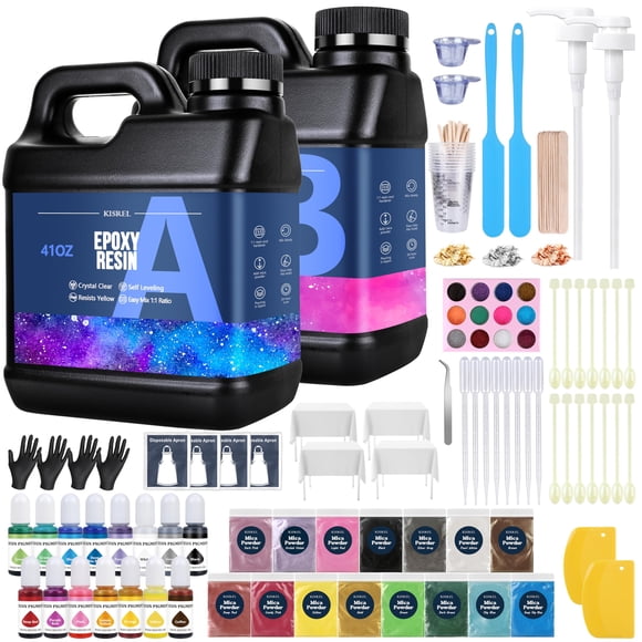 Kit De Resina Epoxi 2400 Ml Transparente Con 15 Pigmentos Y 15 Micas