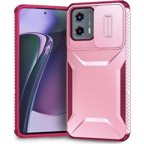 Funda Resistente para Motorola Moto G 4G 2023 con Tapa Deslizante y Protección Militar Rosa