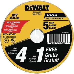 Disco De Corte Dewalt De Uso General Para Metal, 4.5 Pulgadas, Paquete De 5