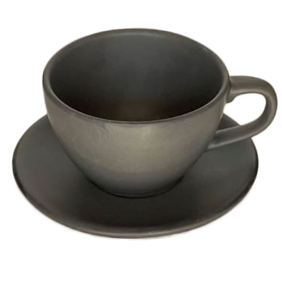 Set 6 Tazas Te Negro Rustico 300 Ml Con Platillo
