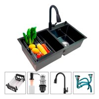 Beiti - Lavaplatos 78X43Cm Con Llave 2 Modos Accesorios Negro