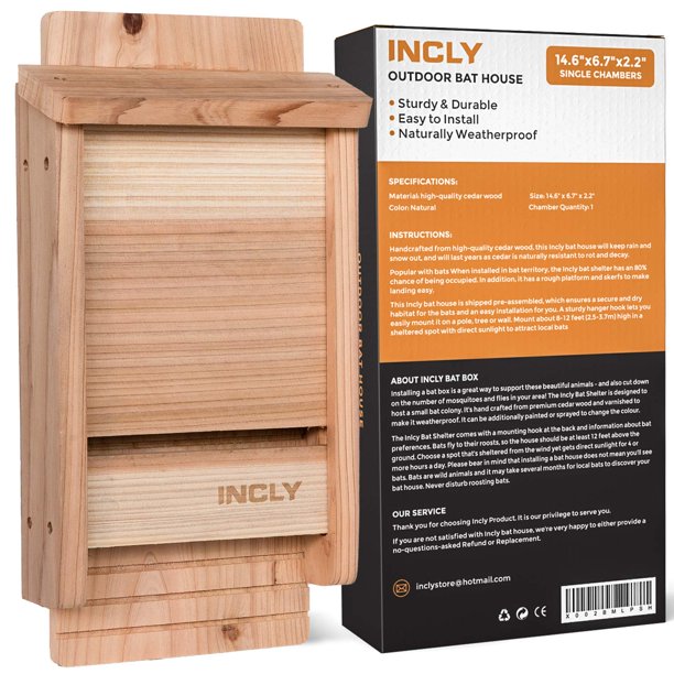 Kit de caseta para murciélagos, incluye caja de refugio pequeña para exteriores, madera de cedro
