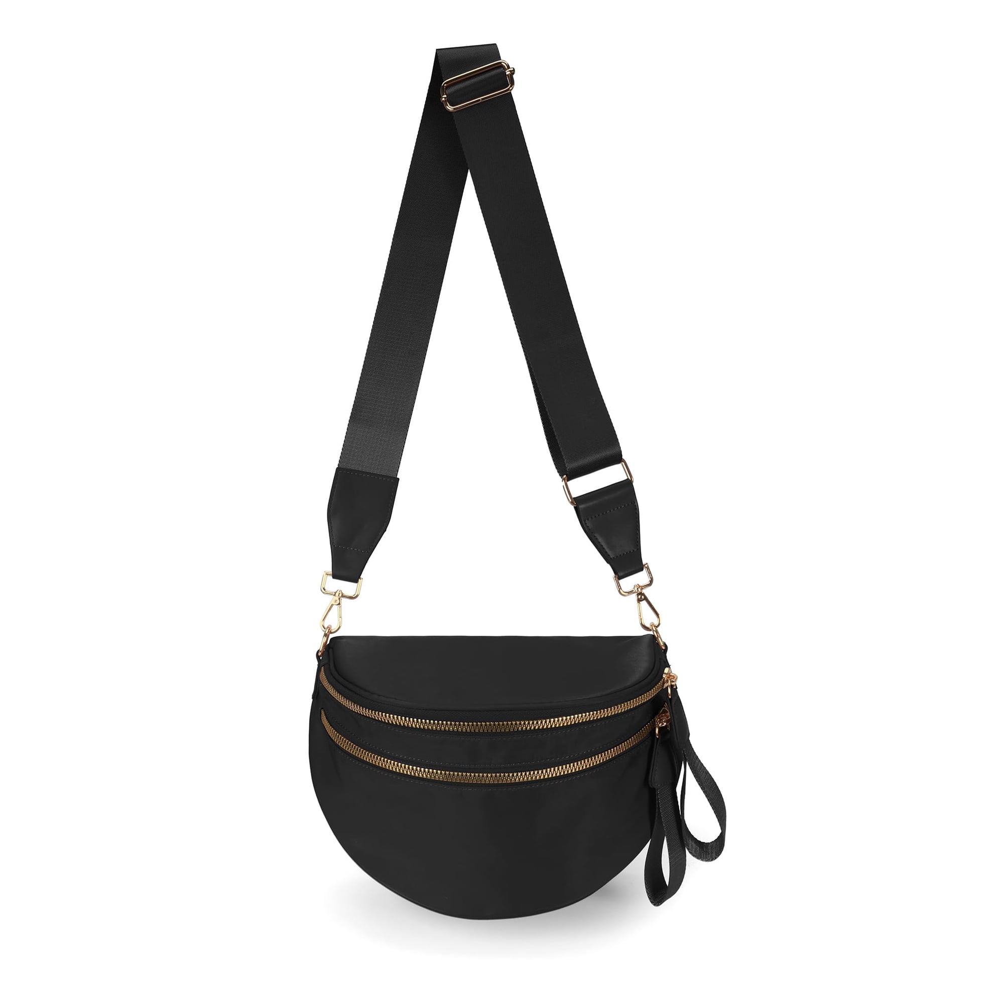 Bolso Bandolera Feiboon De Nailon Negro Tipo Riñonera