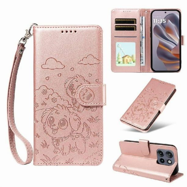 Funda Billetera FOXDOCK Compatible con Motorola Edge 50 Neo 5G, Diseño Perrito Tierno, Ranuras para Tarjetas y Soporte Plegable
