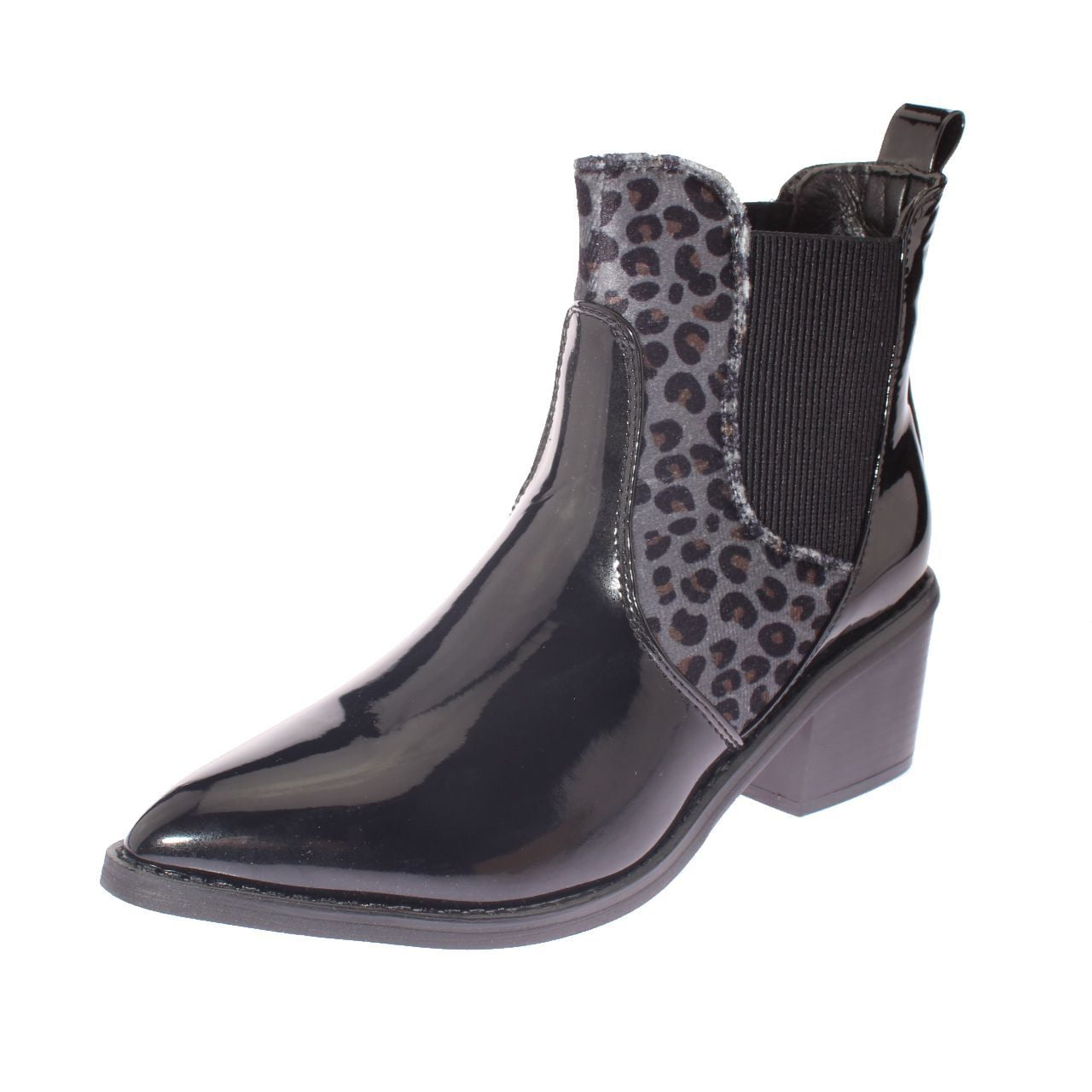 Botín Animal Print Negro Vía Franca