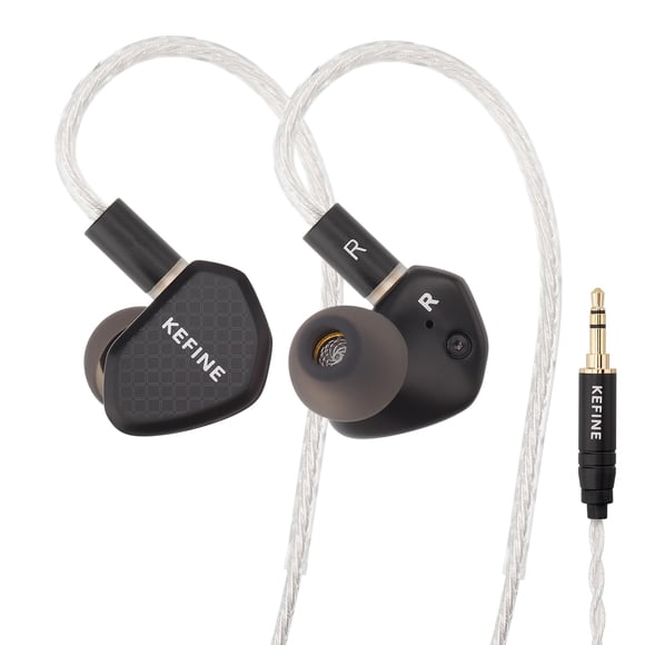 Auriculares Intraauriculares HiFi KEFINE Klean con Cable, Transductor Dinámico DLC de 10 mm, Boquillas Intercambiables y Cable Desmontable de Cobre Plateado 0,78 mm para PC y Juegos