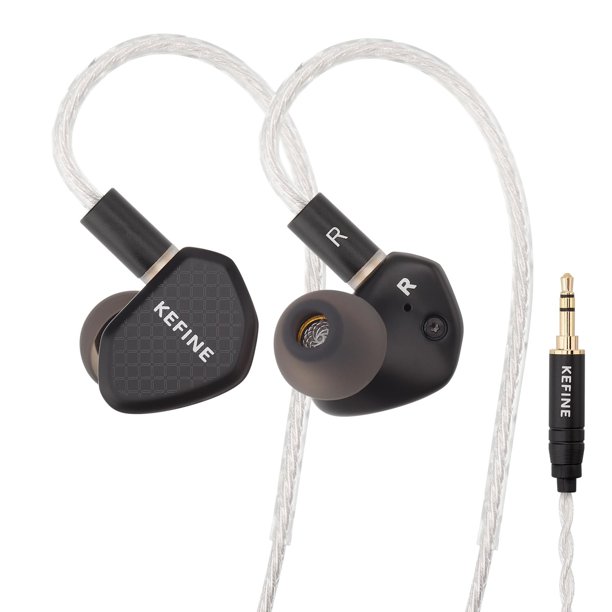 Auriculares Intraauriculares HiFi KEFINE Klean con Cable, Transductor Dinámico DLC de 10 mm, Boquillas Intercambiables y Cable Desmontable de Cobre Plateado 0,78 mm para PC y Juegos