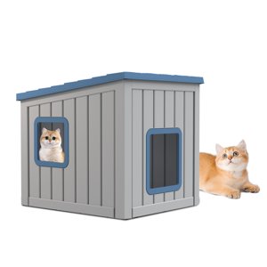 Cat House Patiozen Para Uso Interior Y Exterior, Color Azul Duradero